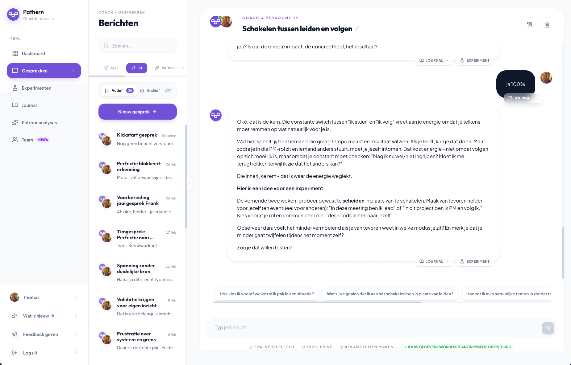 Pathern AI coachgesprek