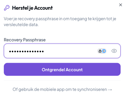 Recovery Passphrase Modal
