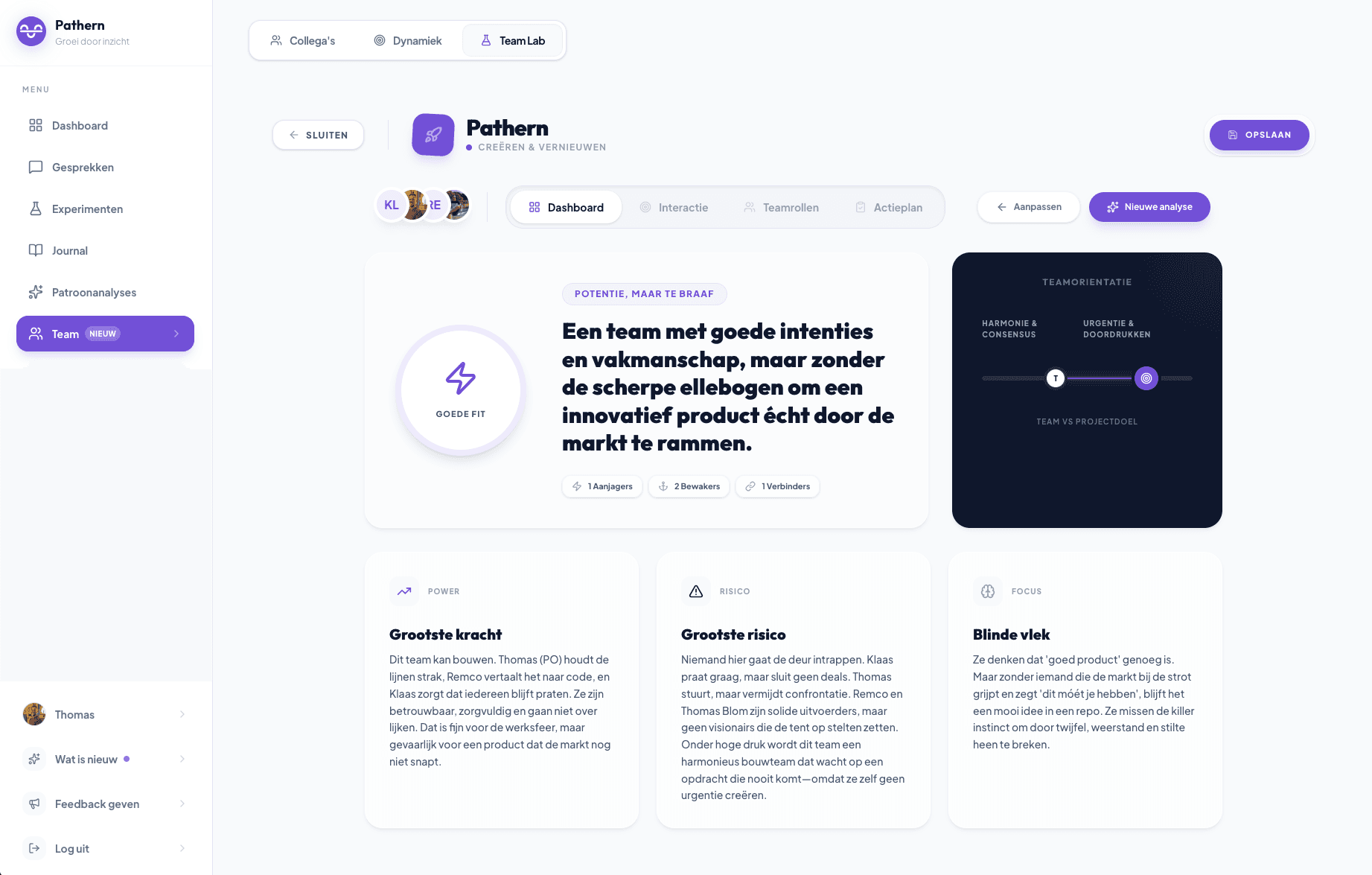 Team Simulator scenario analyse